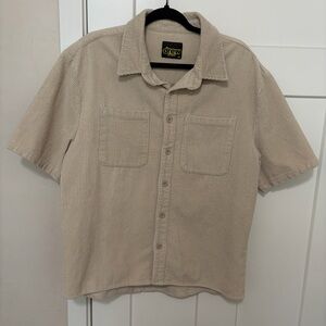 The Drew House Corduroy SS Men's Short Sleeve Button Up Shirt, Khaki, Size M